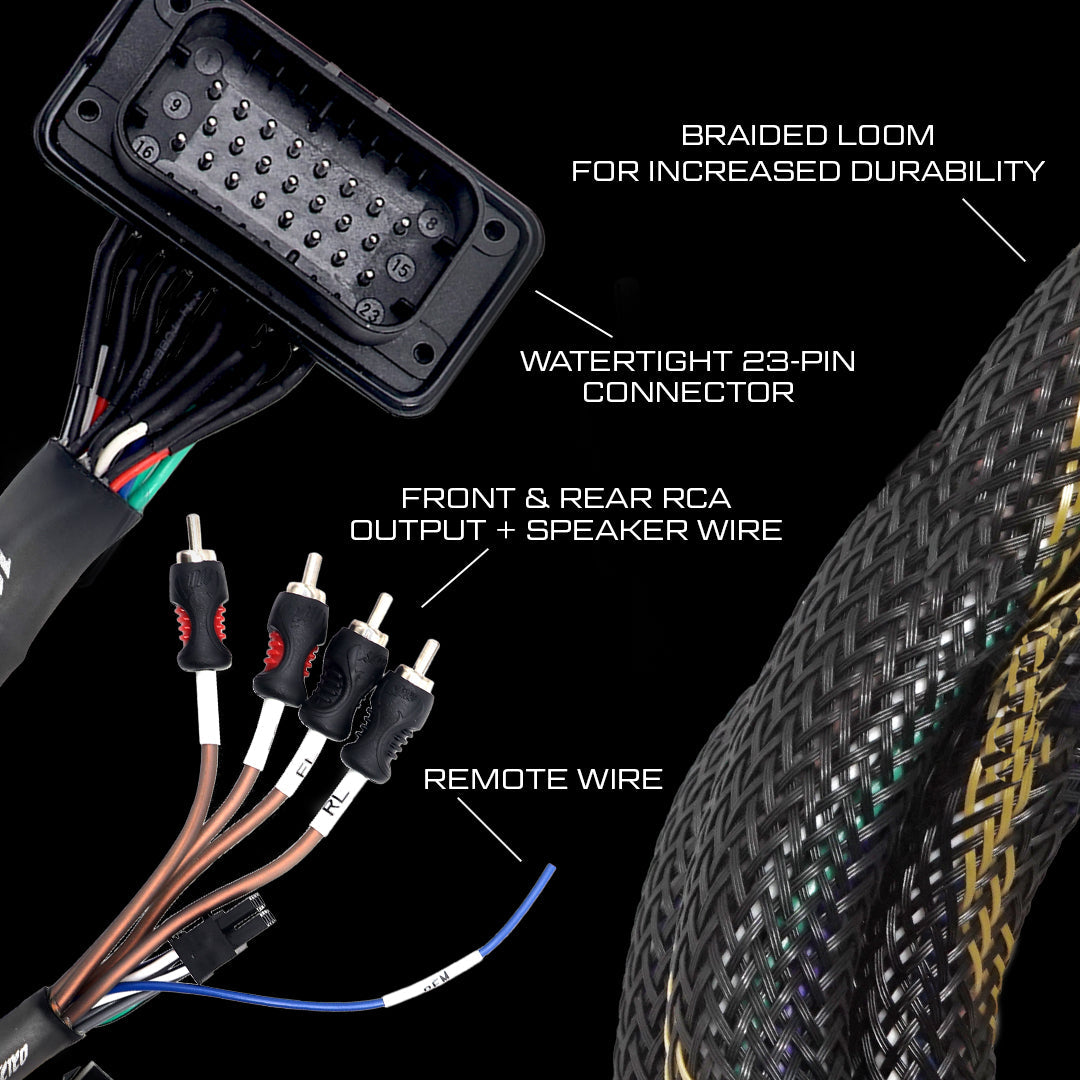 RZR® Pro Series Ride Command Front & Rear RCA Output + Speaker Wire & Remote | UTVS-PRO-RC-RCA-OUT