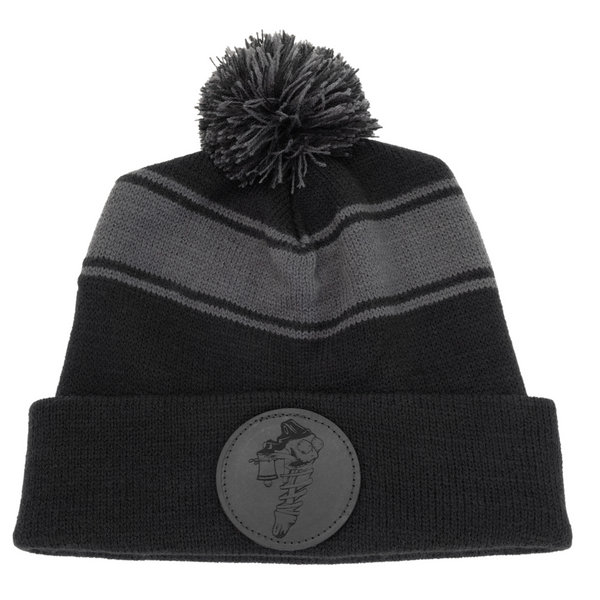 Pom Pom Beanie (Black & Grey)