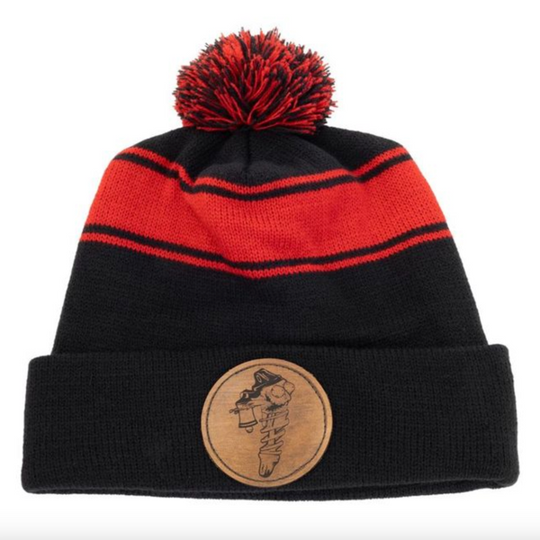 Pom Pom Beanie (Red & Black)